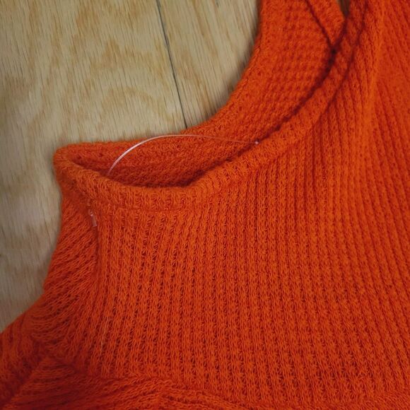 Urban Outfitters Bright Orange V Neck Hi-Lo Waffle Knit Tank Blouse Size XS/TP - Picture 5 of 7
